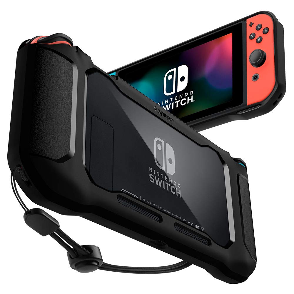 Spigen Rugged Armor Case for Nintendo Switch - Matte Black Protective Cover | Durable Shockproof Gaming Case for Travel & Home Use