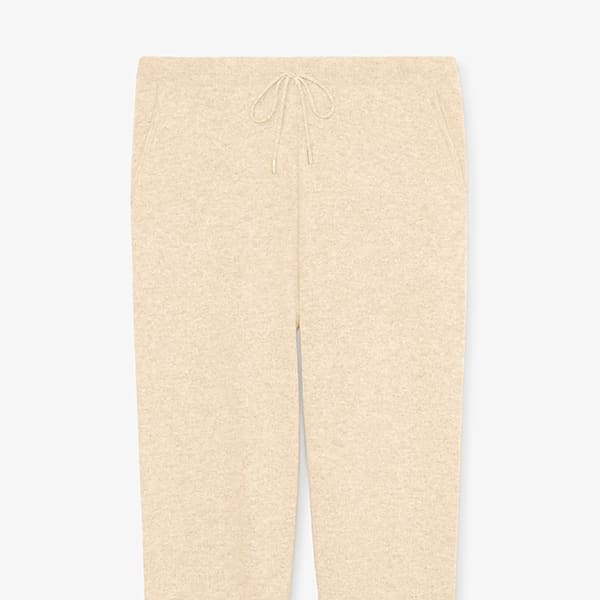 Keely Jogger Pants for Women - Soft Cashmere Lounge Pants in Cream Color - Perfect for Yoga, Running, and Relaxing at Home