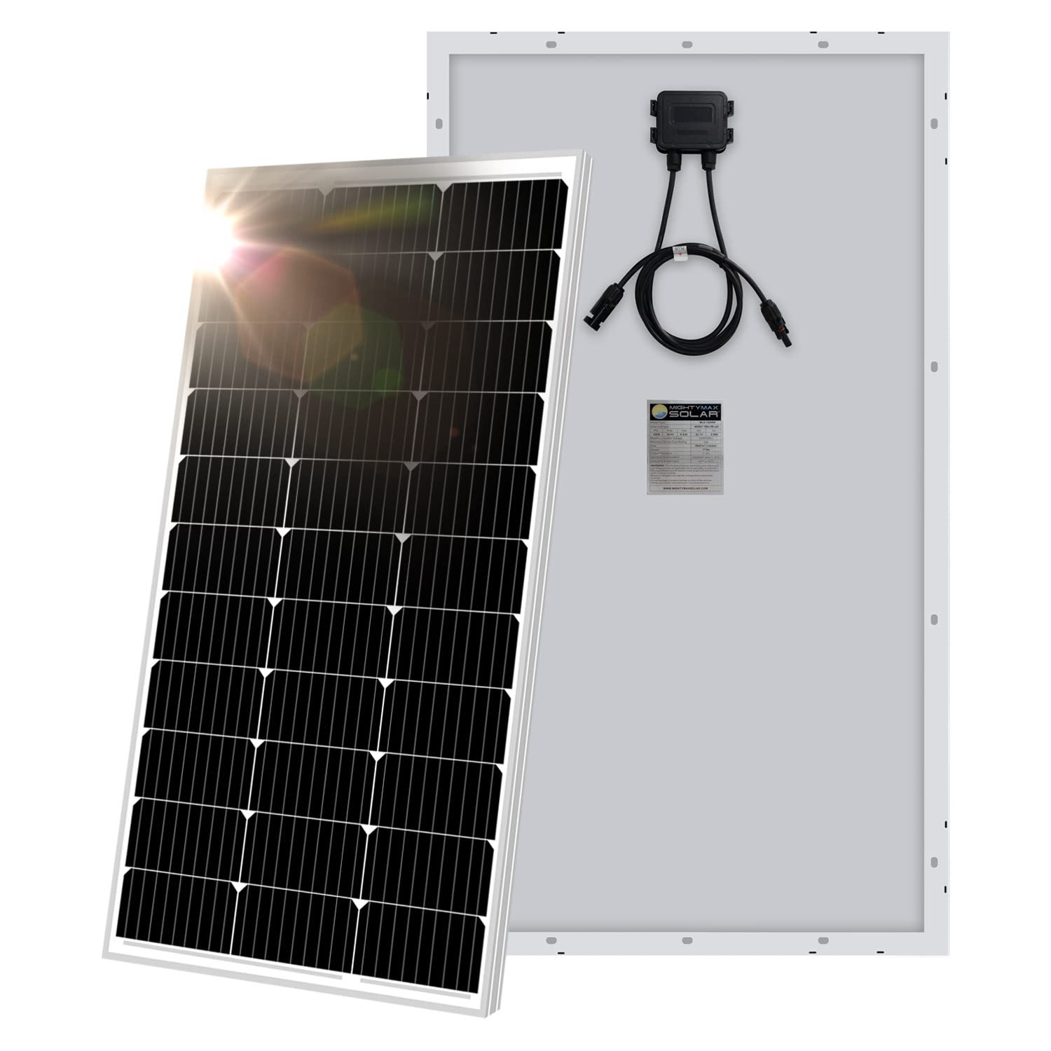 100W 12V Waterproof Monocrystalline Solar Panel Charger for RV, Boat, Camping & Off-Grid Power - High Efficiency Portable Solar Charging Kit