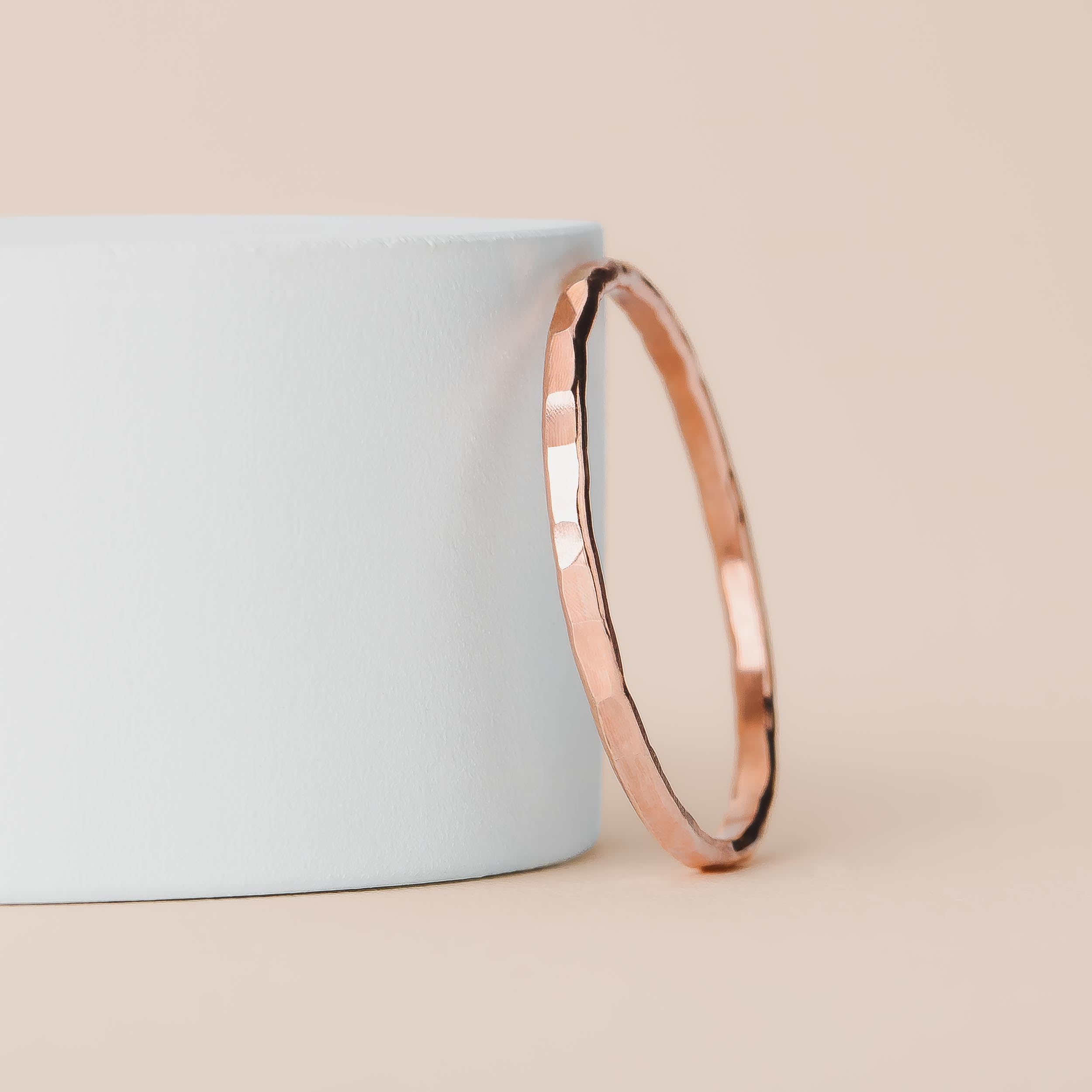 1mm Thin Hammered Texture Stacking Rings Set in Sterling Silver, 14K Gold or Rose Gold Fill - Comfort Fit Wedding Band, Minimalist Jewelry for Women - US Sizes 4-12 - Perfect for Everyday Wear, Layering & Gift Giving