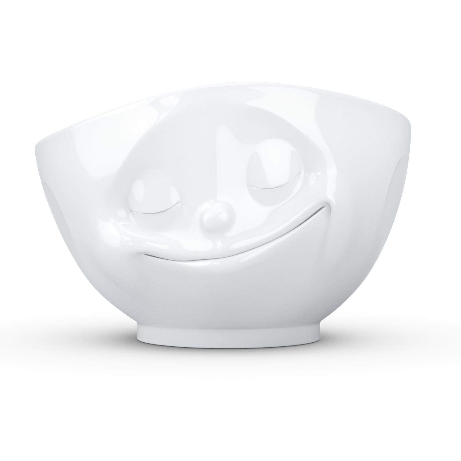 FIFTYEIGHT PRODUCTS Happy Face Porcelain Bowl - 16 oz White Cereal & Soup Serving Bowl, Durable Dish for Breakfast, Dessert, or Snacks - Single Piece