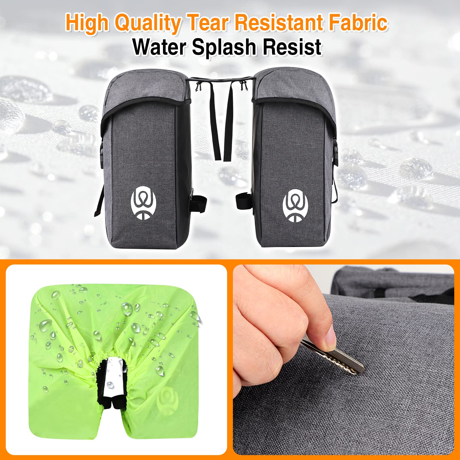 **35L Waterproof Bike Pannier Set - Bicycle Trunk Bag & Rack Bag with Rain Cover for Ebike, MTB, Road Bike | Perfect for Commuting, Touring & Outdoor Adventures**