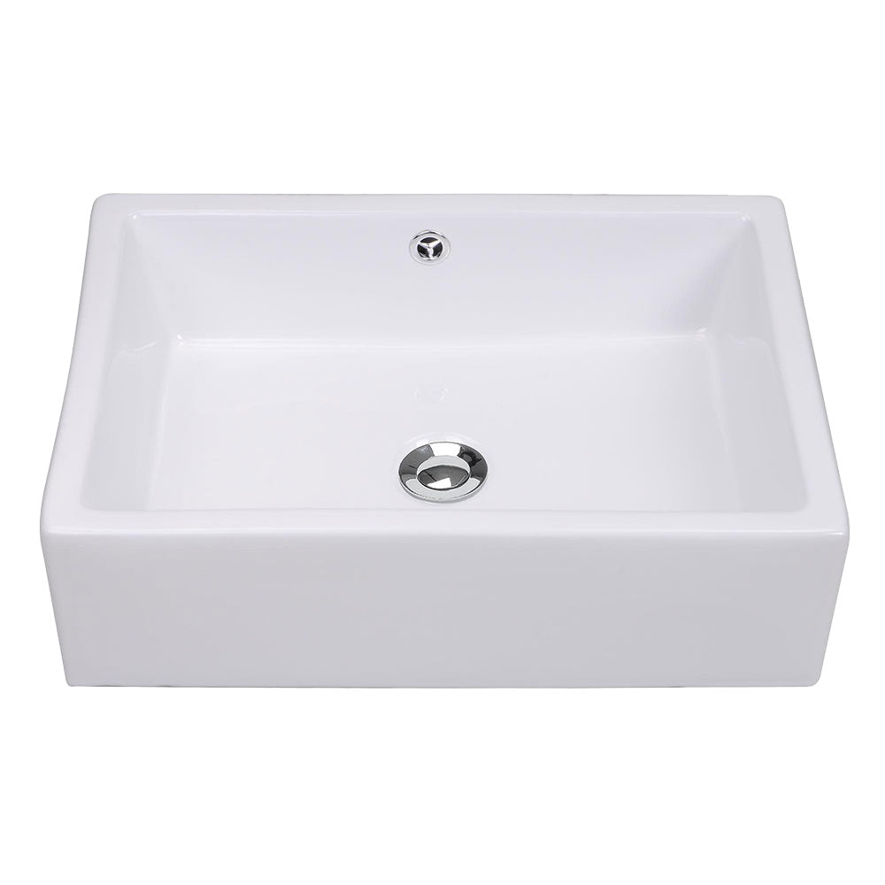 Aquaterior 20x14 Inch Modern Rectangular Porcelain Vessel Sink with Overflow & Drain - Perfect for Bathroom Vanity, Powder Room, or Guest Bath Installation