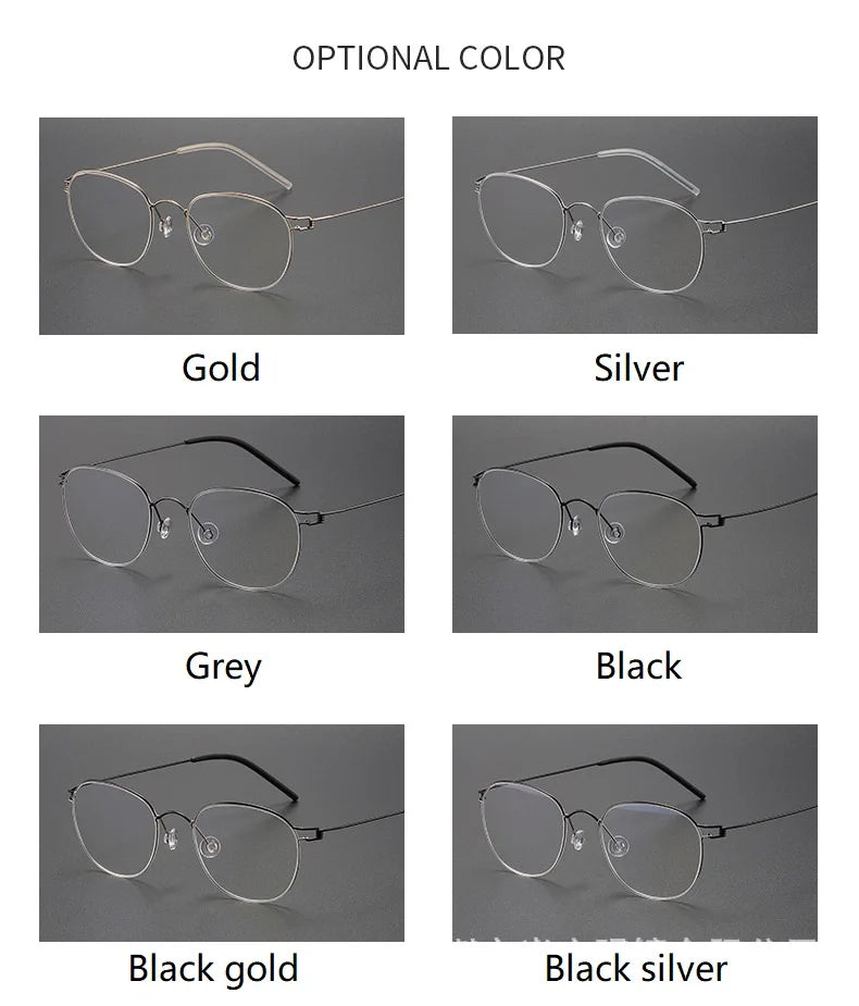 Stylish Unisex Full Rim Oval Round Screwless Titanium Eyeglasses Frame 2051 - Lightweight & Durable for Work, Reading & Daily Wear