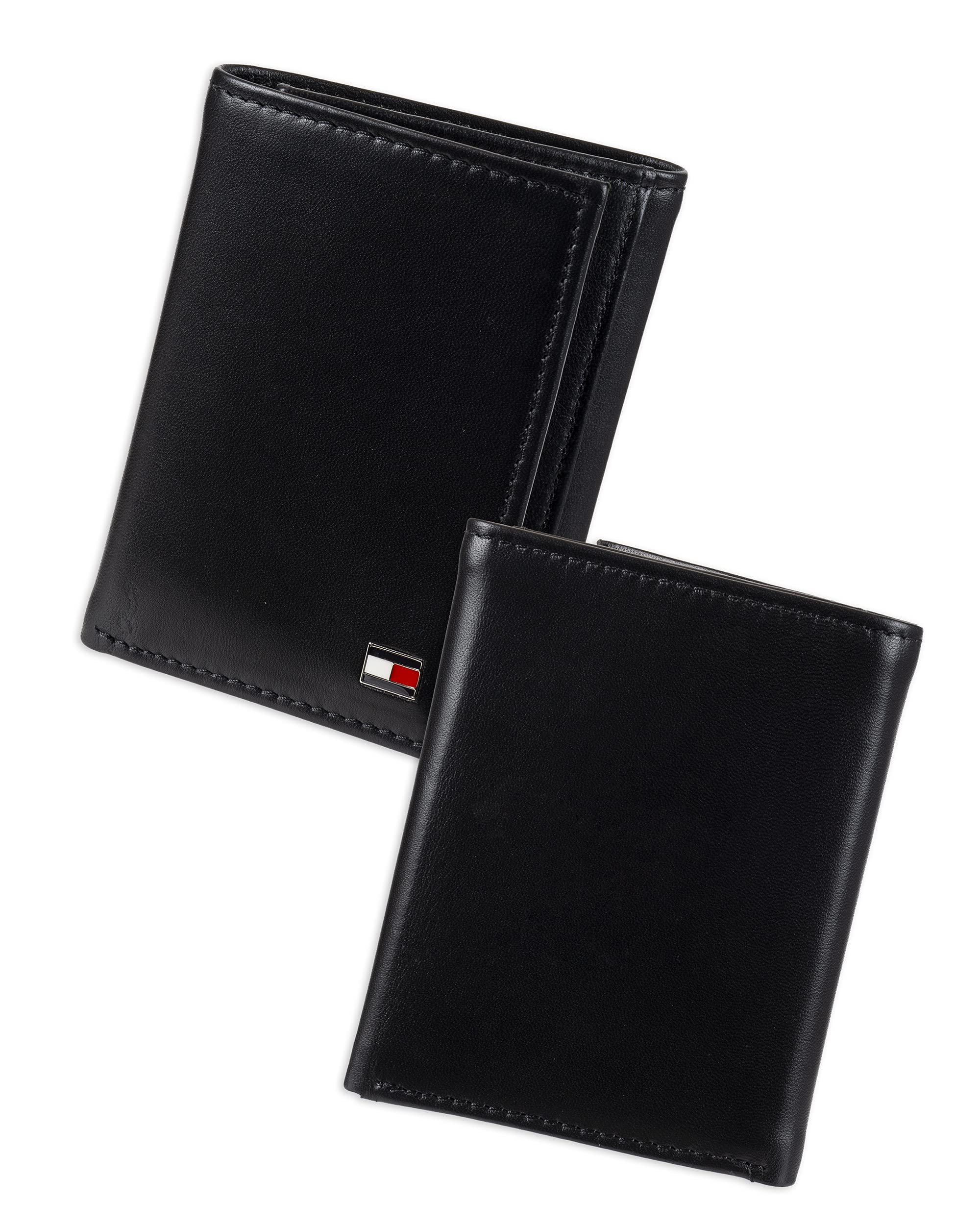 Tommy Hilfiger Men's Slim RFID Blocking Leather Wallet with ID Window & 12 Card Slots - Perfect for Travel, Business & Everyday Use