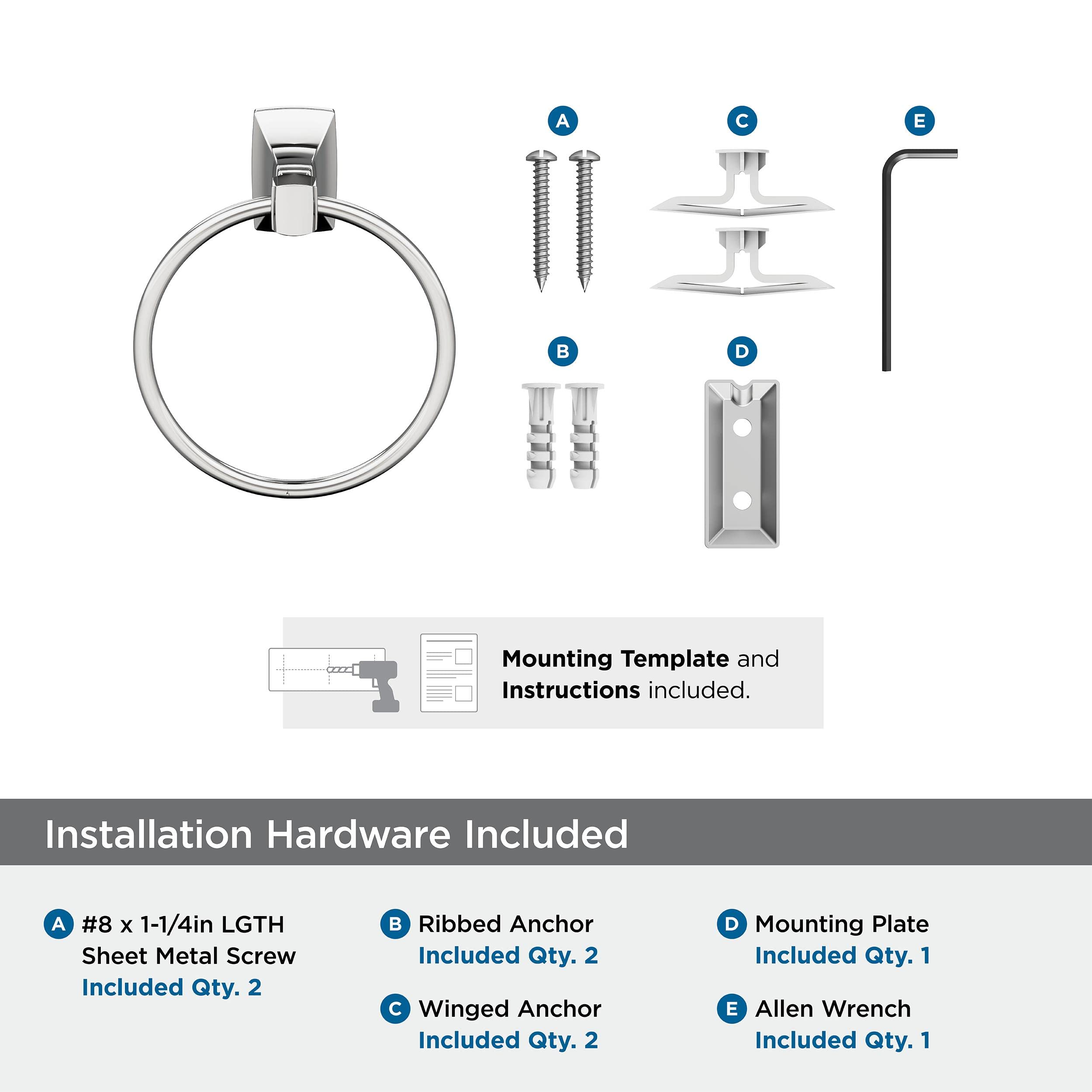 Amerock BH3601226 Chrome Towel Ring - 7-7/16 Inch (189mm) Bathroom Wall Mount Hand Towel Holder - Highland Ridge Collection - Durable Bath Accessories for Kitchen & Powder Room - Perfect for Small Spaces & Guest Bathrooms