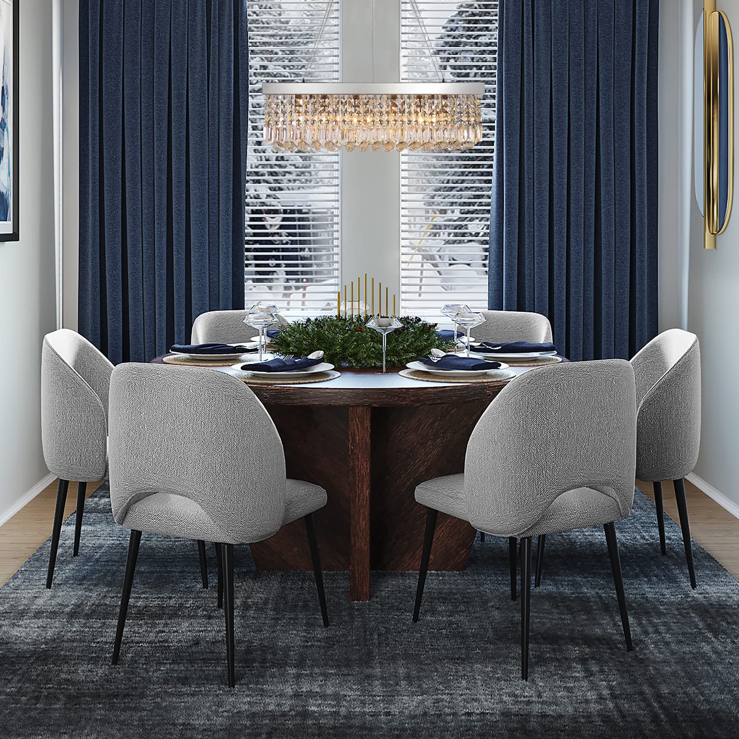 SEFINN FOUR Modern Crystal Chandelier - Adjustable Height 30-Inch Rectangular Pendant Light Fixture for Dining Room, Living Room, Kitchen Island - Easy Installation with Video Guide - Perfect for Home Decor and Ambient Lighting
