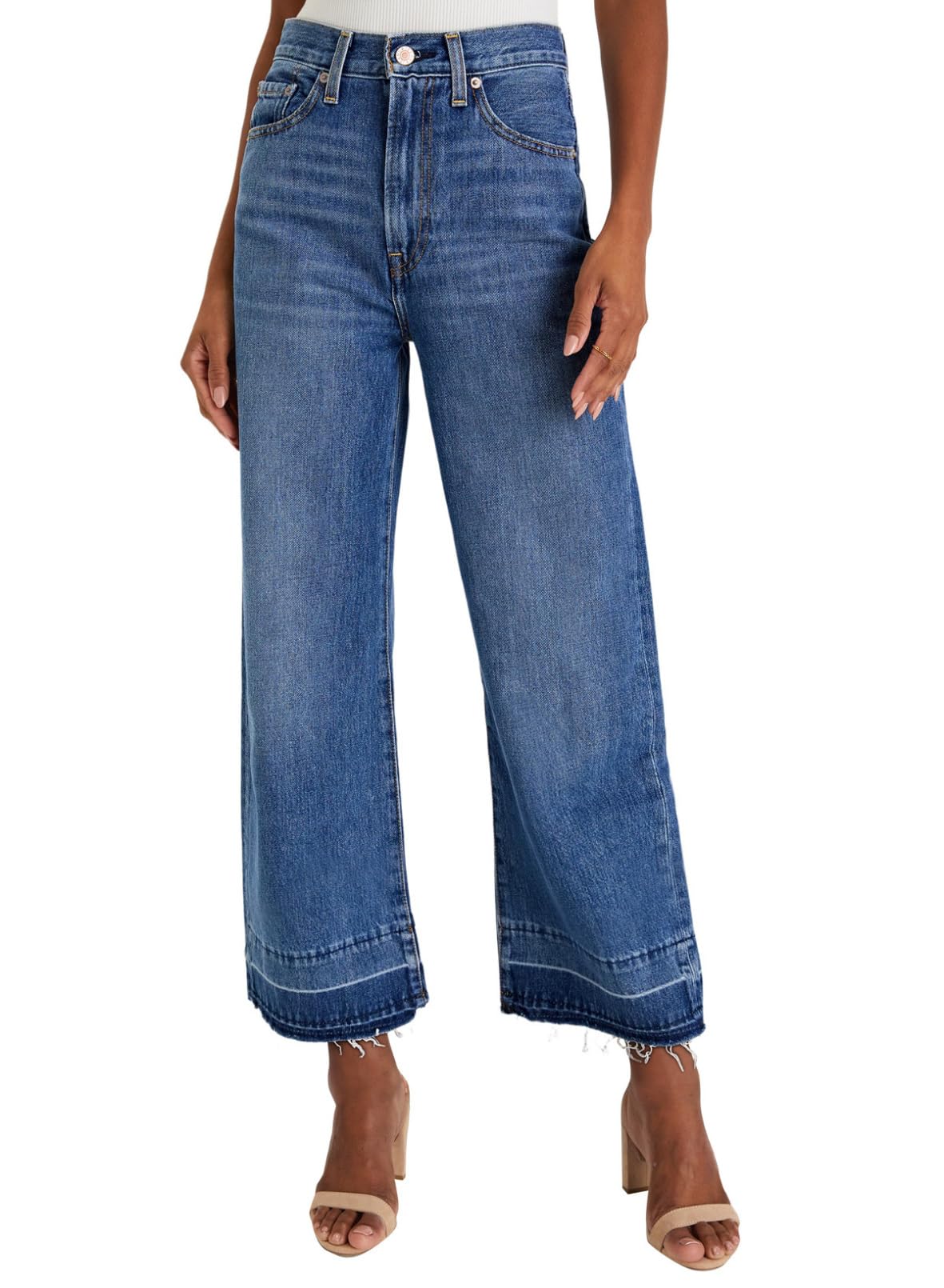 Stylish Women's High Waisted Wide Leg Jeans - Trendy Straight Leg Denim Pants for Casual Outfits & Streetwear | Comfortable Stretch Zimbaplatinum Jeans for Everyday Wear, Office, and Weekend Outings