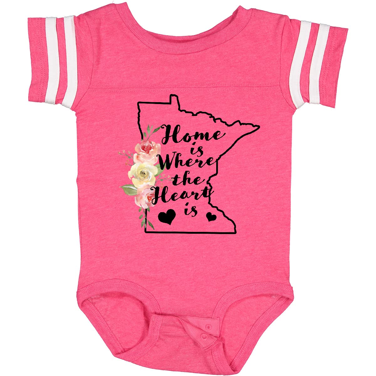 Inktastic Minnesota Home is Where The Heart is Watercolor Baby Bodysuit - Soft Cotton Infant Onesie for Newborns & Toddlers - Perfect for Family Photos, Holidays & Everyday Wear