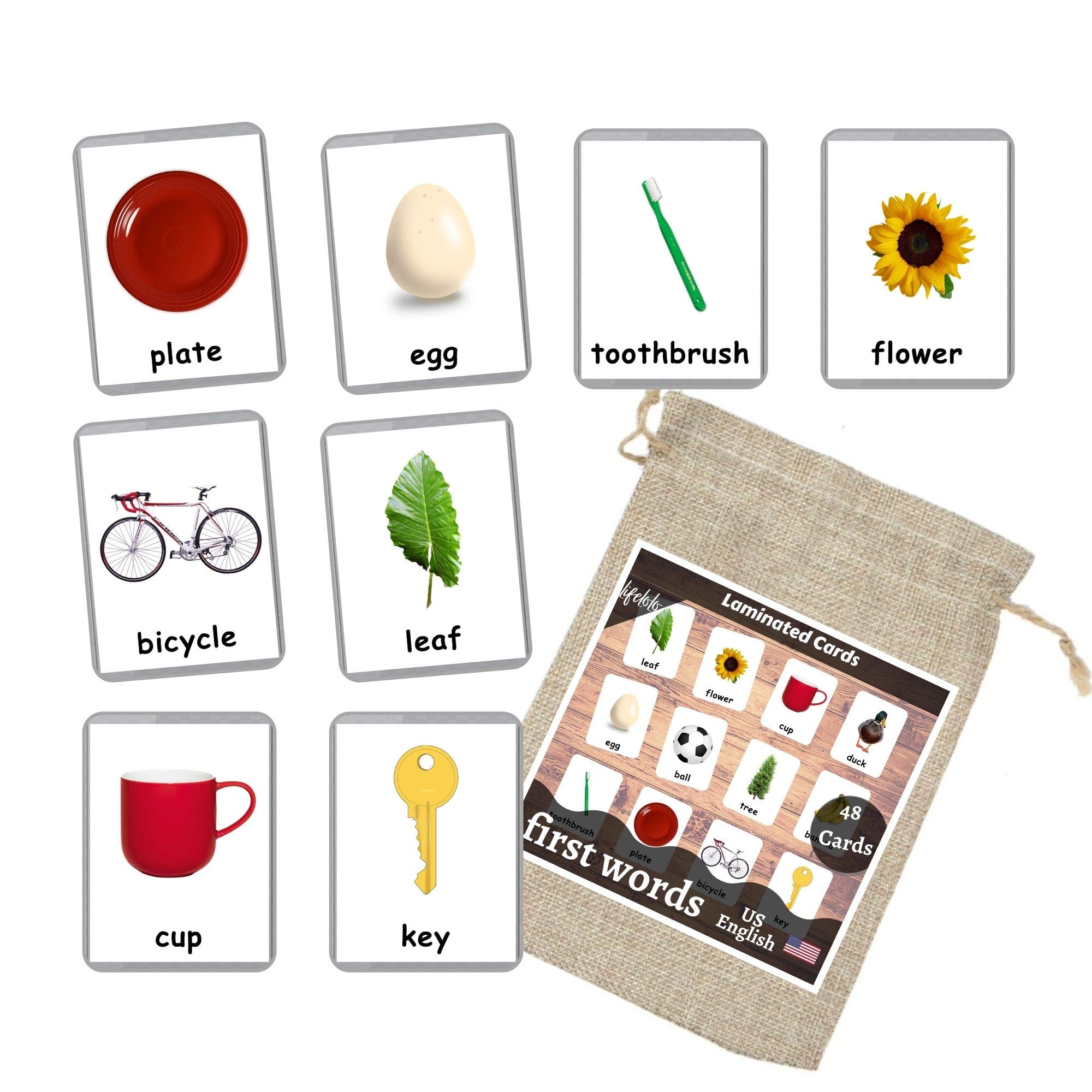 First Words Flash Cards - 48 Baby Learning Cards for Early Education & Homeschooling | Multilingual English-Kannada Flashcards | Toddler Educational Toys for Language Development | Perfect for Preschool, Montessori & Home Learning Activities