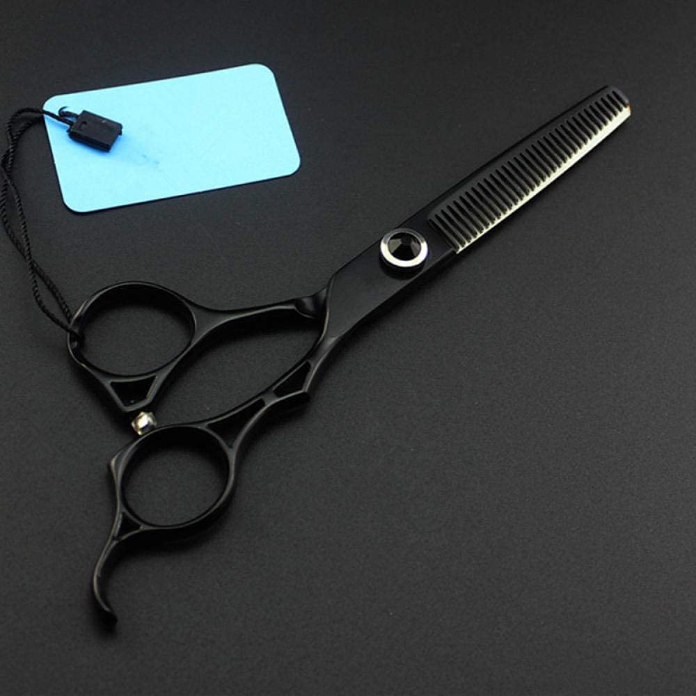 Professional 6 Inch Black Hair Cutting Scissors - Barber Shears for Salon & Home Use, Sharp Stainless Steel Hairdressing Scissors with Thinning Shears - Perfect for Styling, Trimming & Haircuts