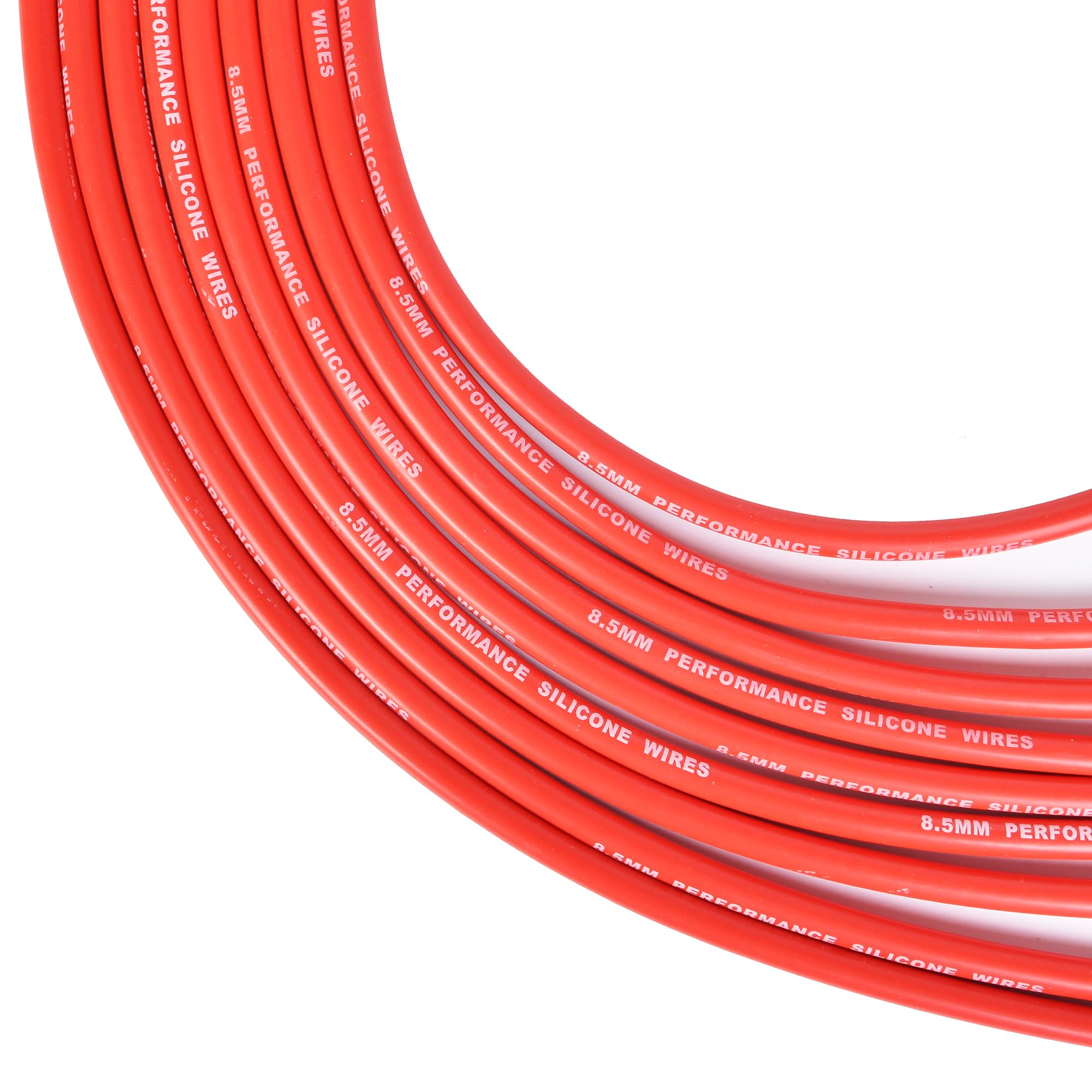 High-Performance 8.5mm Universal Spark Plug Wire Set with Red Silicone Jacket & Straight Boots - Compatible with Accel 4040 - Perfect for Car Engine Tune-Ups & Performance Upgrades