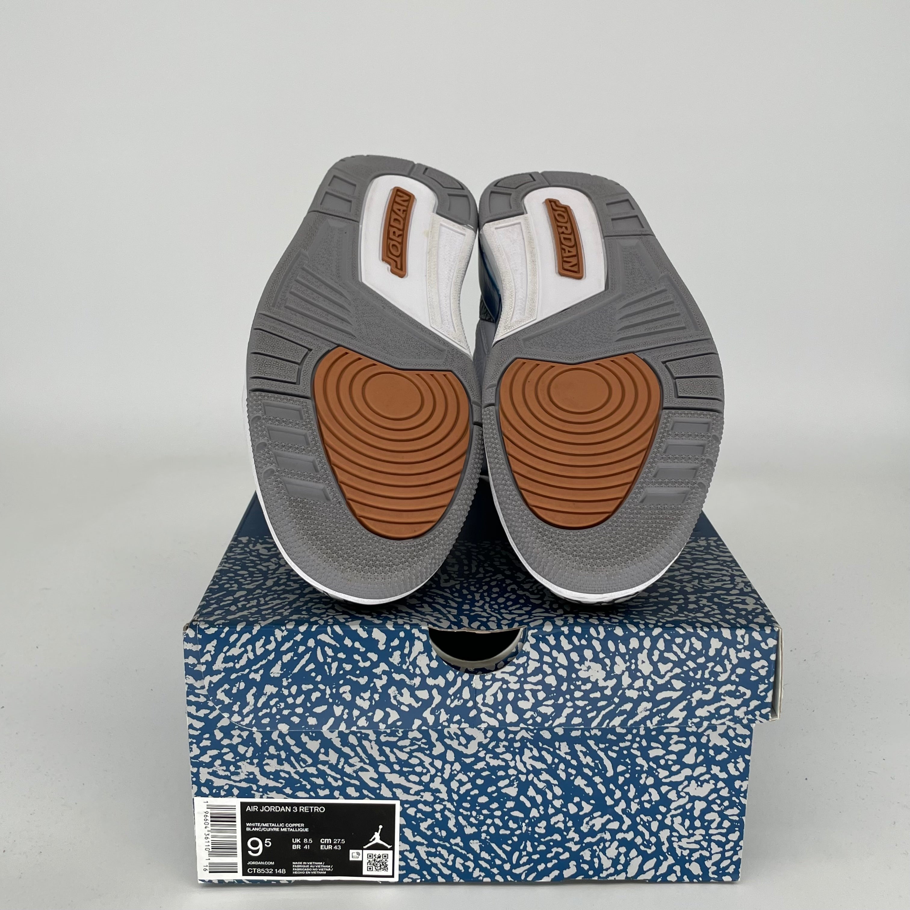 AIR JORDAN 3 WIZARDS Basketball Shoes Men's Size 9.5 - Retro Style Sneakers CT8532-148 for Streetwear & Casual Outfits