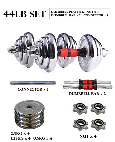 Adjustable Cast Iron Dumbbell and Barbell Set (110LB/66LB/44LB) with Connecting Rod - 2-in-1 Home Gym Equipment for Men & Women - Strength Training, Weight Lifting, Full Body Workout for Home & Garage Gym