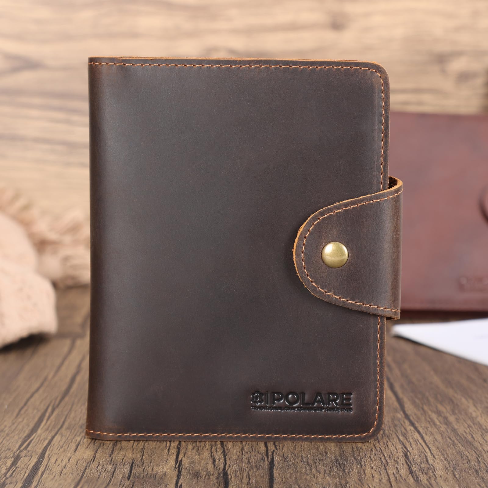 Premium Full Grain Leather Slim RFID Blocking Bifold Wallet for Men - Travel Passport Holder with Snap Closure (Dark Brown) | Ideal for Business, Travel & Everyday Use