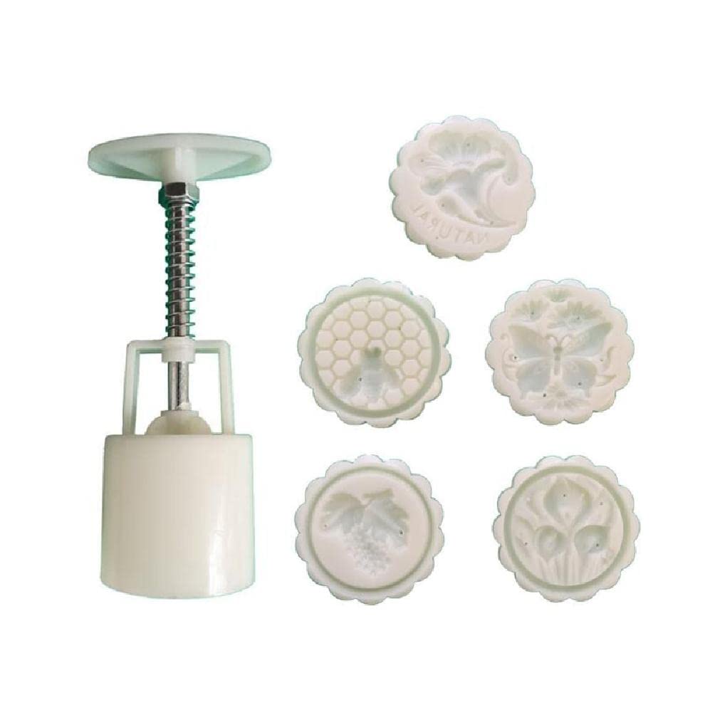 50g/75g Mooncake Mold - Hand Press Mooncake Stamps with 3D Grape & Bee Patterns - Plastic Pastry Gadgets for Homemade Mooncakes, Baking Tools for Mid-Autumn Festival & Asian Desserts