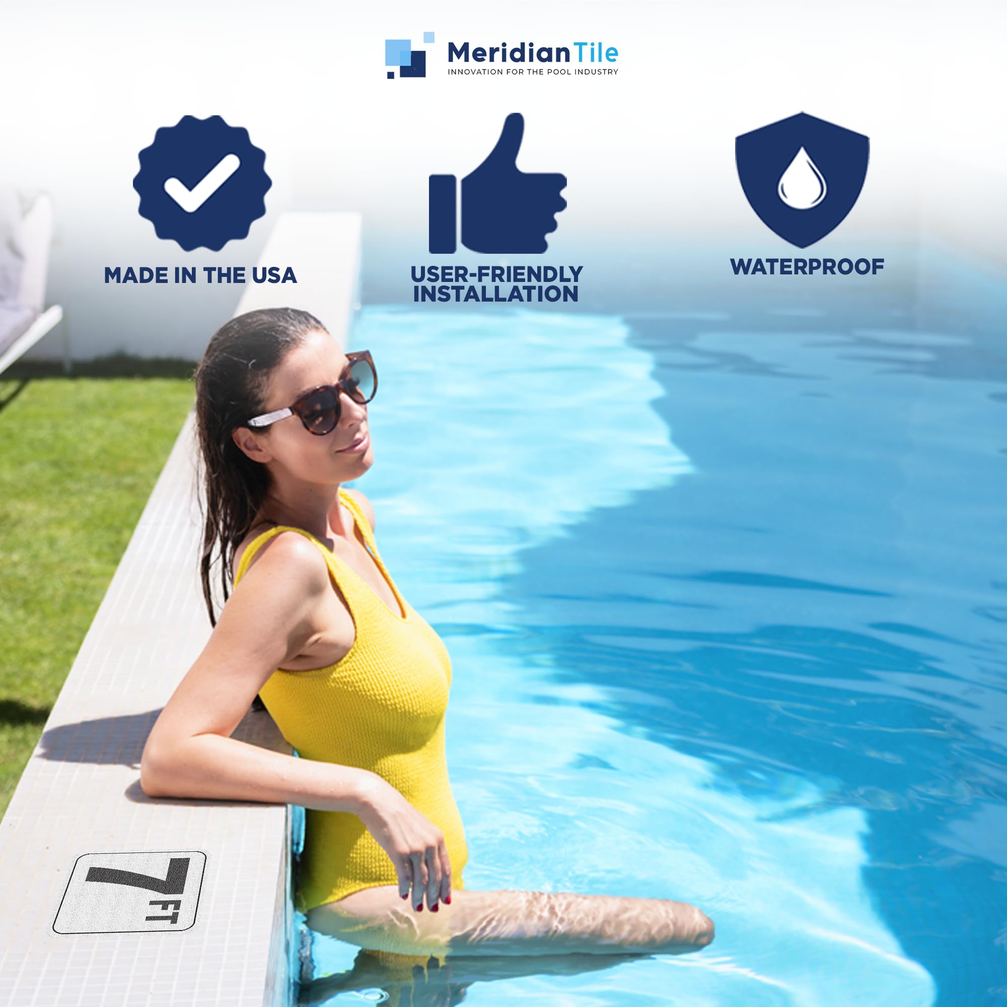 7FT Pool Depth Markers - 6x6 Inches Vinyl Adhesive Stickers with 4