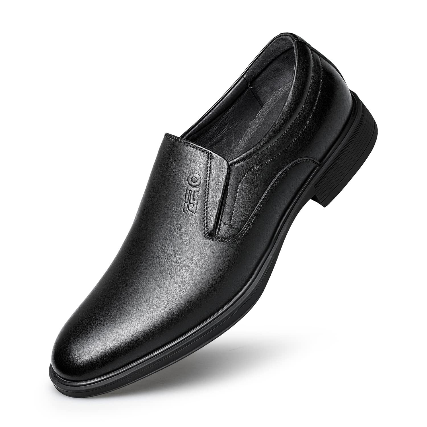 Premium Men's Leather Loafers - Black Oxford Dress Shoes Wide Width (Size 22) for Business, Wedding & Formal Occasions