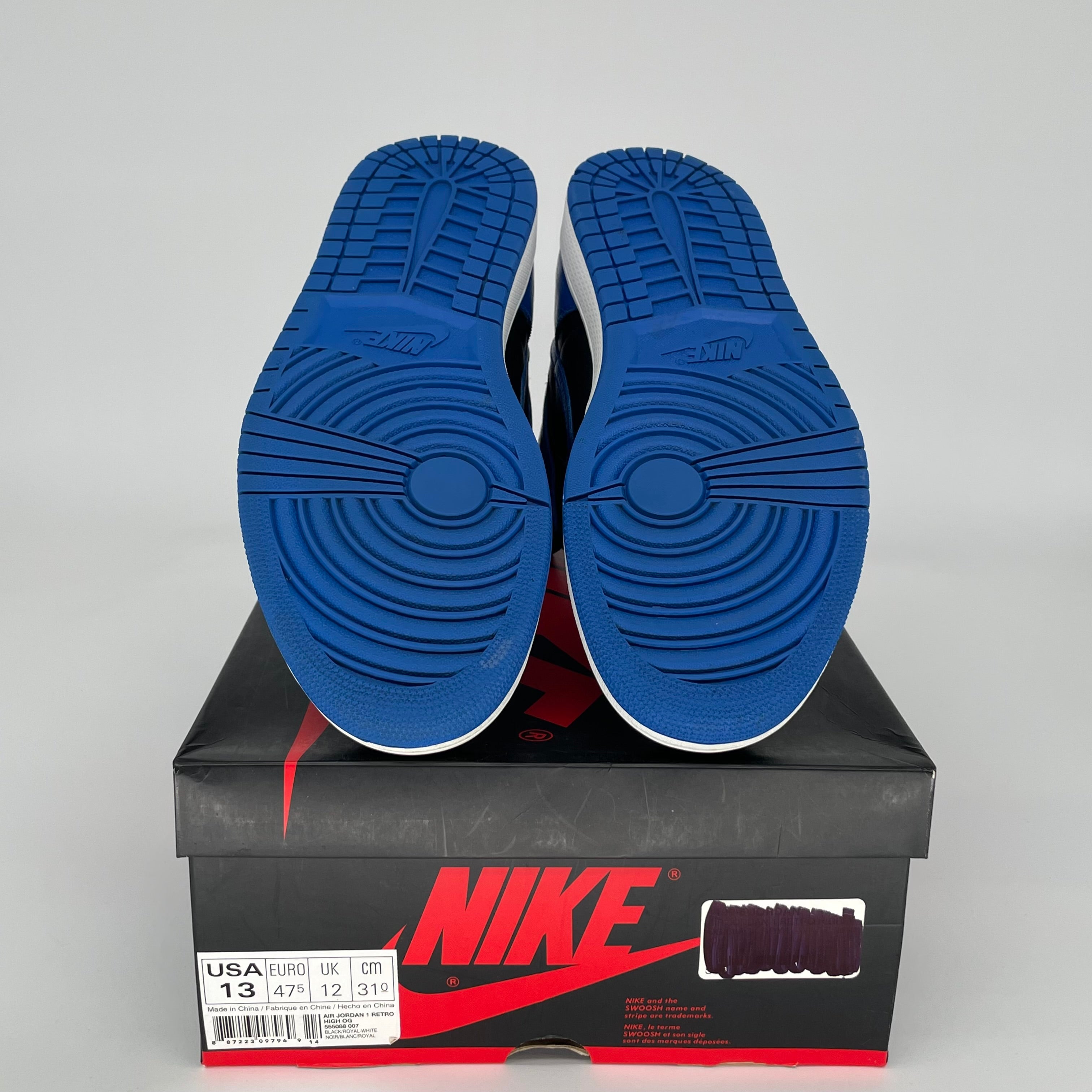 Original Air Jordan 1 Retro High OG 'Royal Blue' Men's Basketball Shoes Size 13 (555088-007) - Classic Sneakers for Streetwear, Sports & Casual Outfits