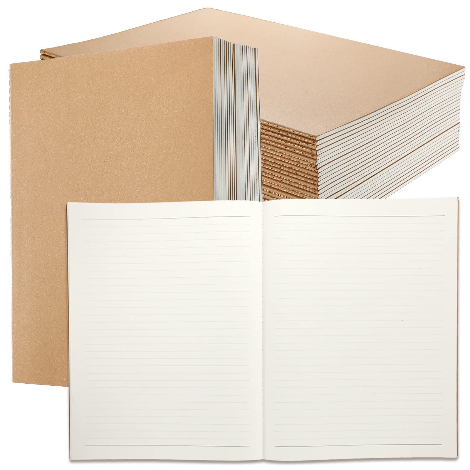 Lincia 24 Pack Large Kraft Notebooks Bulk - 8.5 x 11 Inch College Ruled A4 Notebooks for Office, School & Journaling - 60 Pages Per Notebook - Perfect for Note Taking, Planning & Creative Writing