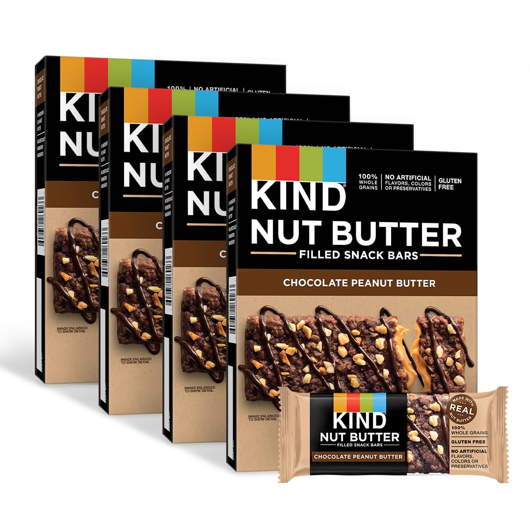 KIND Nut Butter Filled Dark Chocolate Peanut Butter Snack Bars - 48 Count Pack | Healthy On-The-Go Snacks for Work, School & Travel