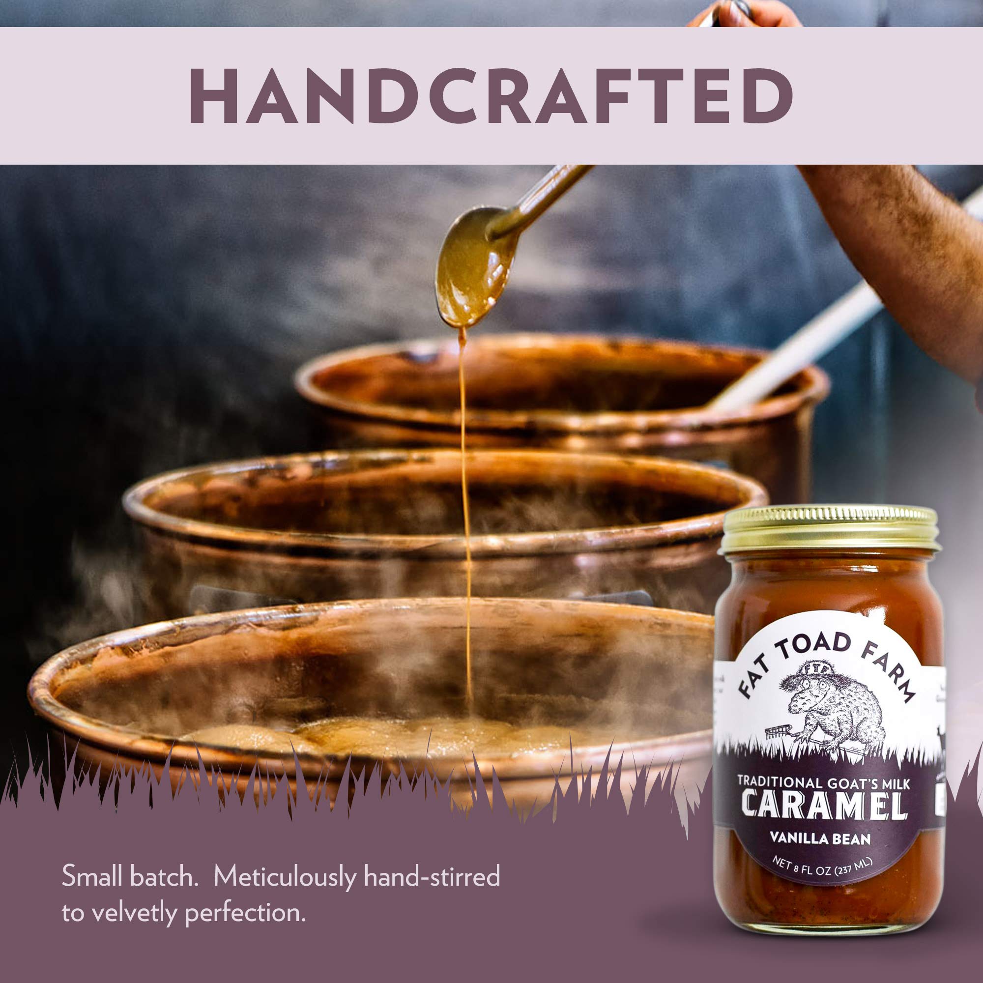 Fat Toad Farm Traditional Goat’s Milk Caramel Sauce - Vanilla Bean Flavor, 8oz Jar, Gluten Free, Dairy Dessert Topping for Ice Cream, Pancakes & Coffee