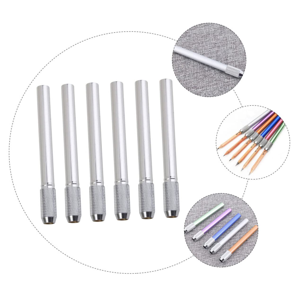 Parliky 6-Piece Stainless Steel Pencil Extension Rod Set - Durable Artist Pencils for Drawing, Sketching & Writing - Perfect for Artists, Students & Teachers (Office, Classroom, Studio Use)