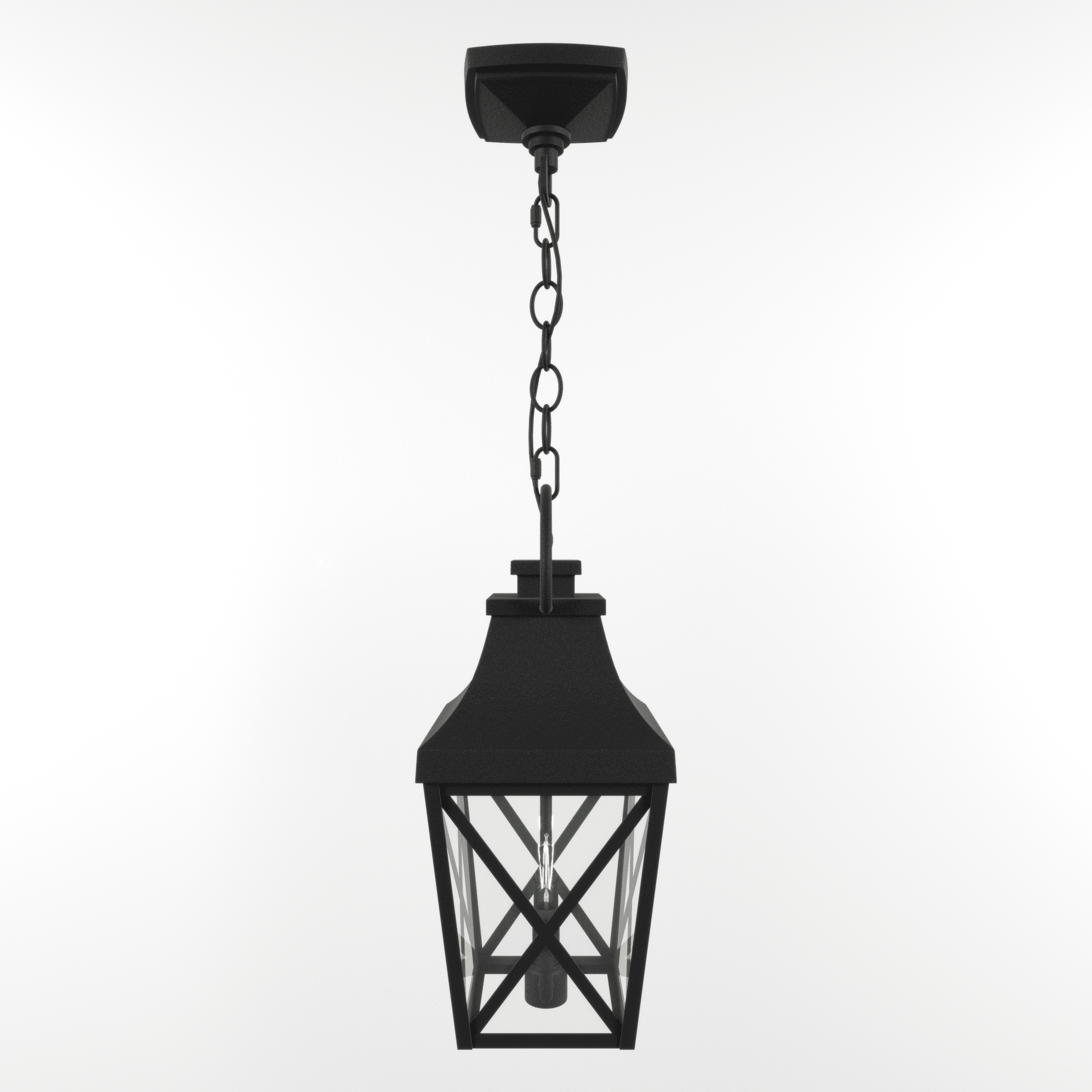 Black Outdoor Pendant Light Fixture - 2-Light Industrial Hanging Cage Chandelier with Clear Glass - Ceiling Mount for Porch, Entryway, Doorway, Farmhouse - Weatherproof & Durable (1 Pack) - Perfect for Patio, Deck, Garden & Outdoor Dining Areas