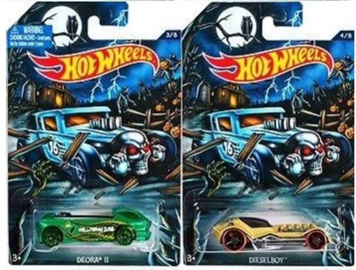 Hot Wheels 2016 Halloween Complete Set of 8 Limited Edition Diecast Cars - Rare Collectible Toy Vehicles for Display & Play - Perfect for Halloween Decorations, Gift Giving & Car Enthusiast Collections