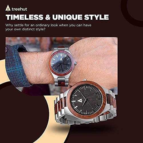 Men's Wooden Watch - Japanese Quartz Analog with Stainless Steel Clasp - for Outdoor & Office