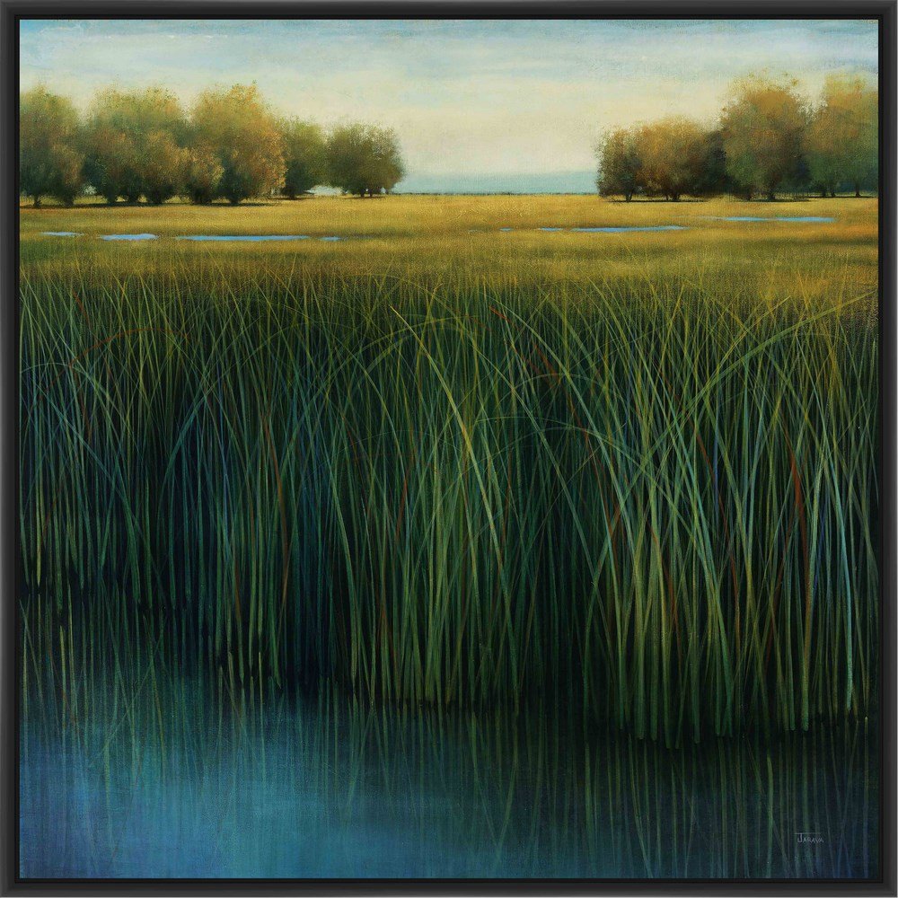 Tall Grass Canvas Wall Art in Black - Modern Nature Landscape Painting for Living Room, Bedroom & Office Decor