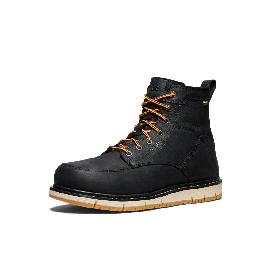 Men's San Jose 6 Waterproof Steel Toe Work Boots - Black/Gum Leather for Construction & Outdoor Safety