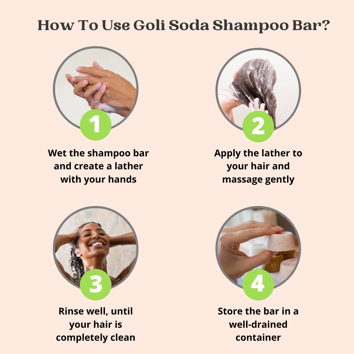 Goli Soda All Natural Probiotics Shampoo Bar for Oily Hair & Scalp Care | Vegan, Palm Oil-Free with Brahmi Powder & Apple Cider Vinegar | Unisex Hair Cleansing Bar for Men & Women | Travel-Friendly Solid Shampoo (90g) - Perfect for Gym, Camping & Eco-Conscious Daily Hair Wash