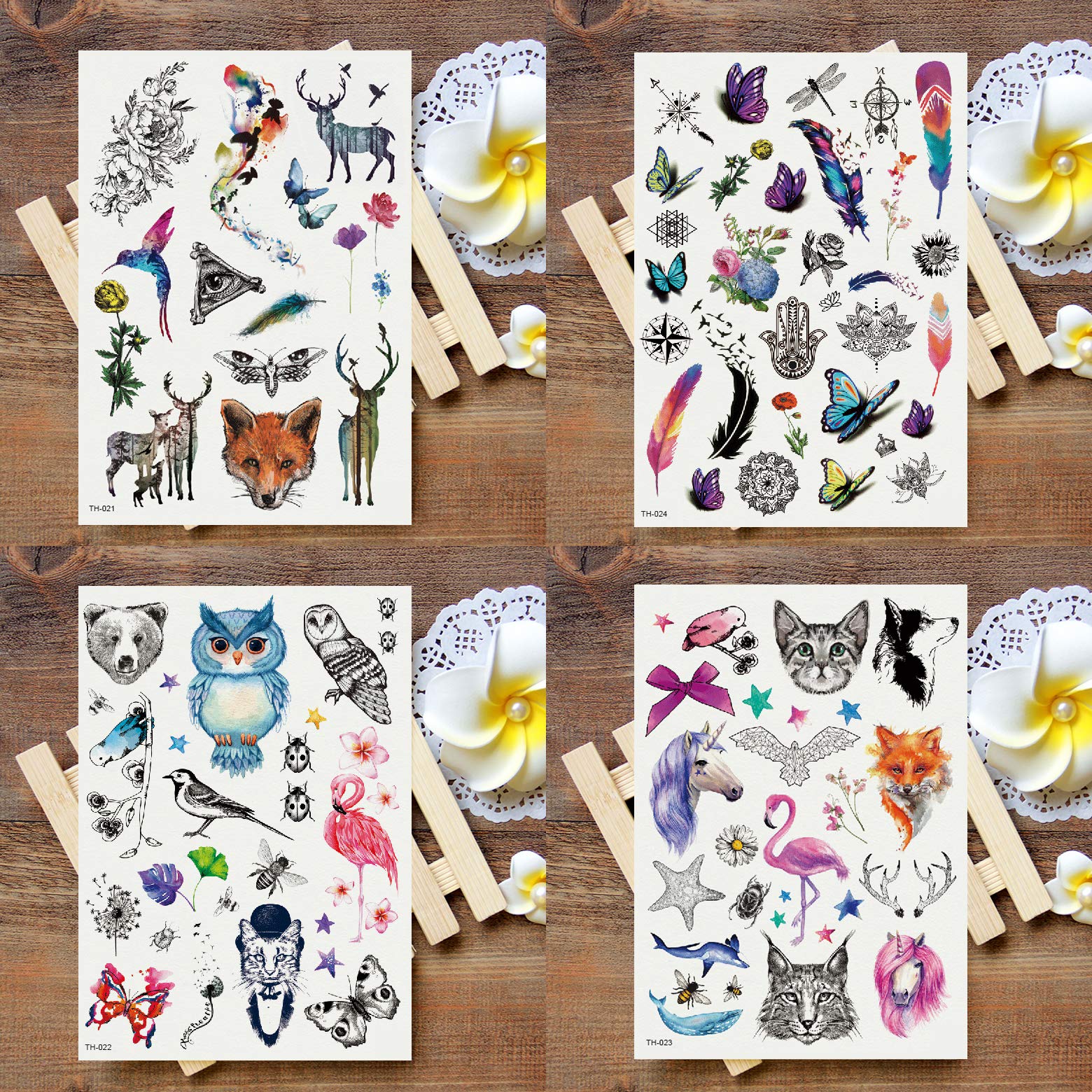 Waterproof Temporary Tattoo Stickers - 12 Sheets with 100+ Summer Designs (Animals, Flowers, Leaves) | Perfect for Kids, Parties, Festivals & Body Art