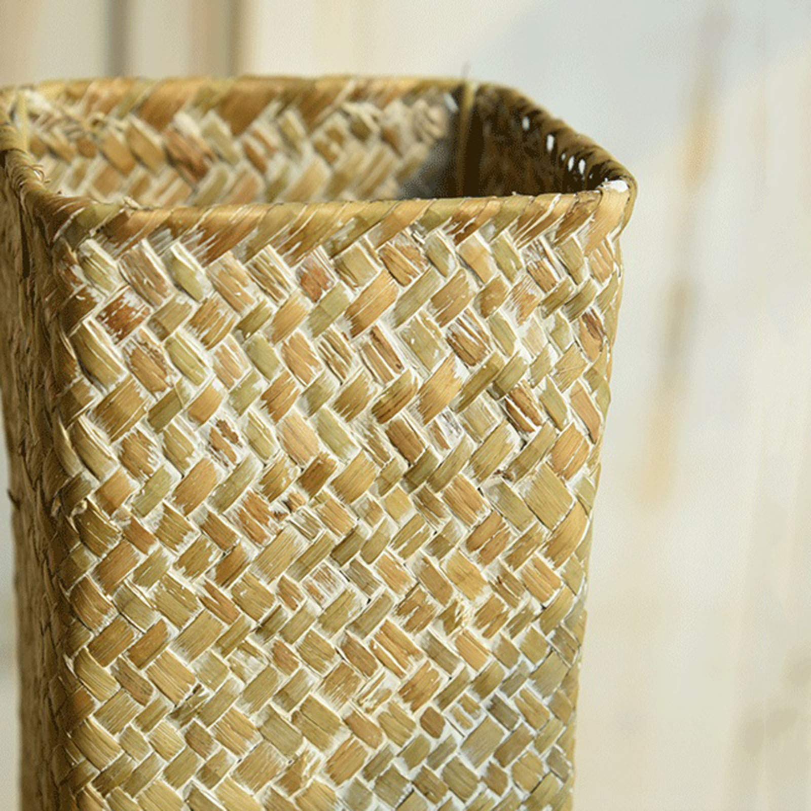 Handwoven Rattan Flower Vase - Natural Bamboo Basket for Home Decor | Tall White Decorative Vase for Flowers, Fruits & Centerpieces | Perfect for Boho, Farmhouse & Coastal Style Living Rooms, Bedrooms & Weddings