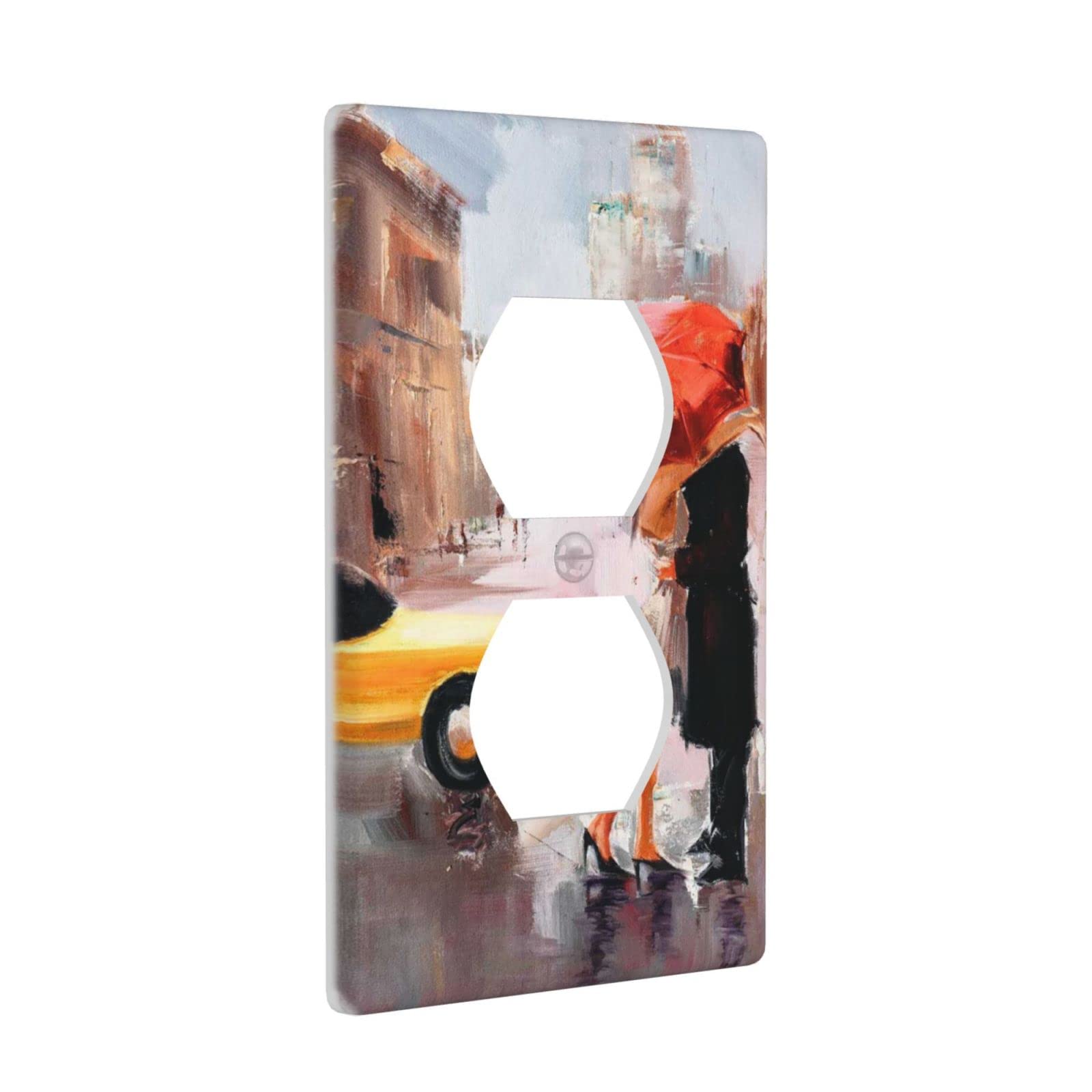 Abstract Oil Painting Couple Kissing in the Rain Light Switch Cover - Decorative Wall Plate for Home & Office - Perfect for Bedroom, Living Room, or Romantic Gift