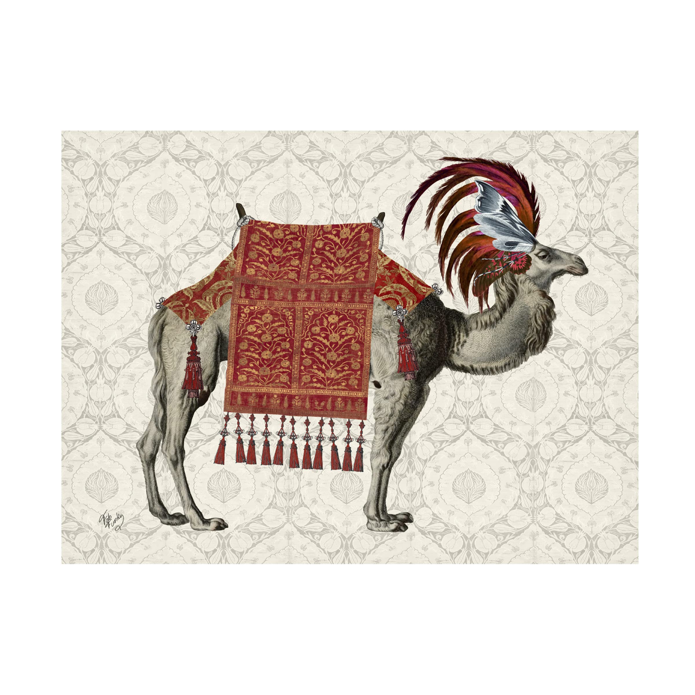 Trademark Fine Art 'Niraj Camel Red' Canvas Wall Art by Fab Funky - Modern Abstract Painting for Living Room, Bedroom & Office Decor