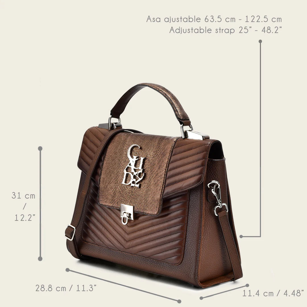 BOD0WCR Western Style Women's Handbag with Snakeskin Handles - Casual Honey Brown Crossbody Bag for Everyday Use, Work, and Travel