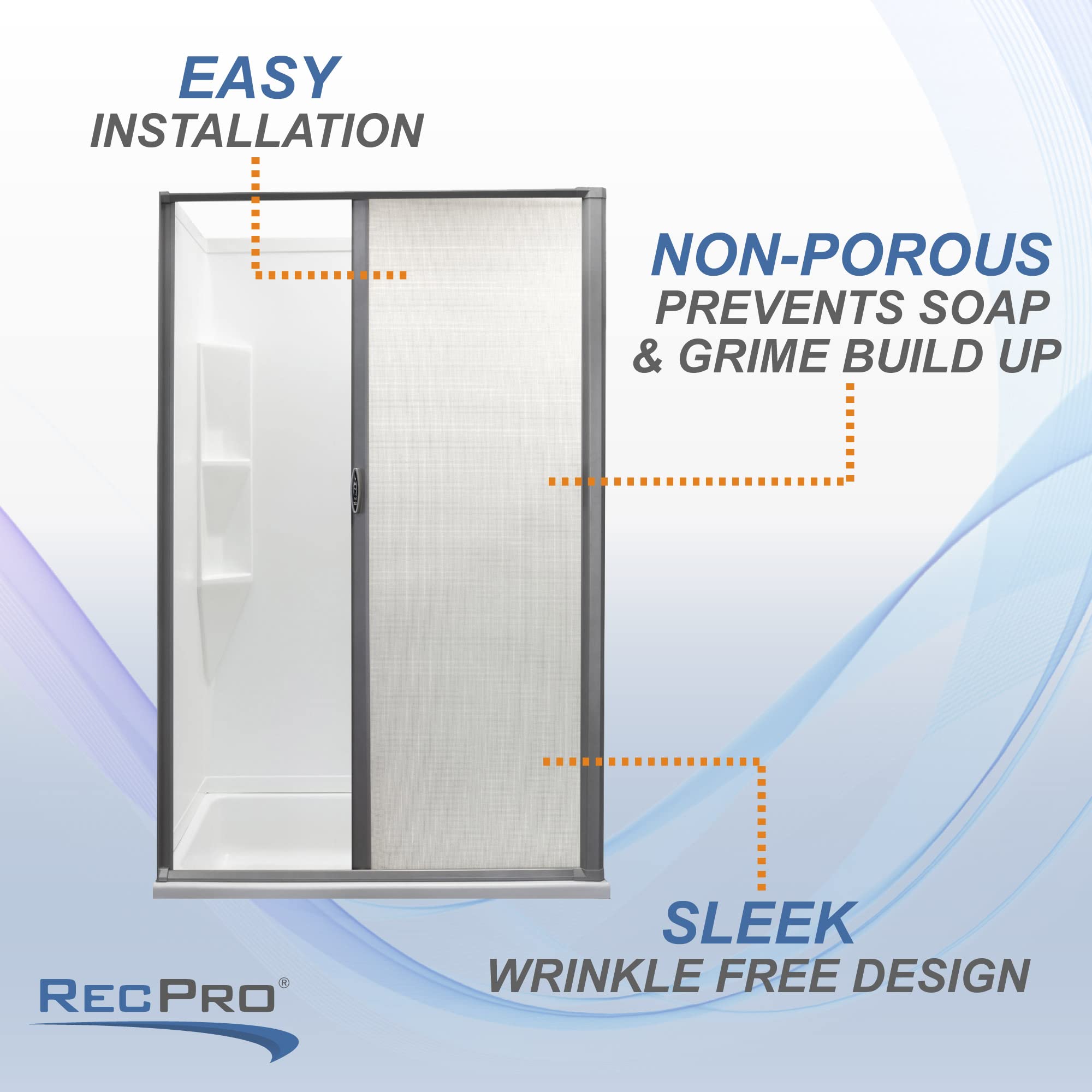 RecPro RV Retractable Rolling Shower Door Replacement - 48
