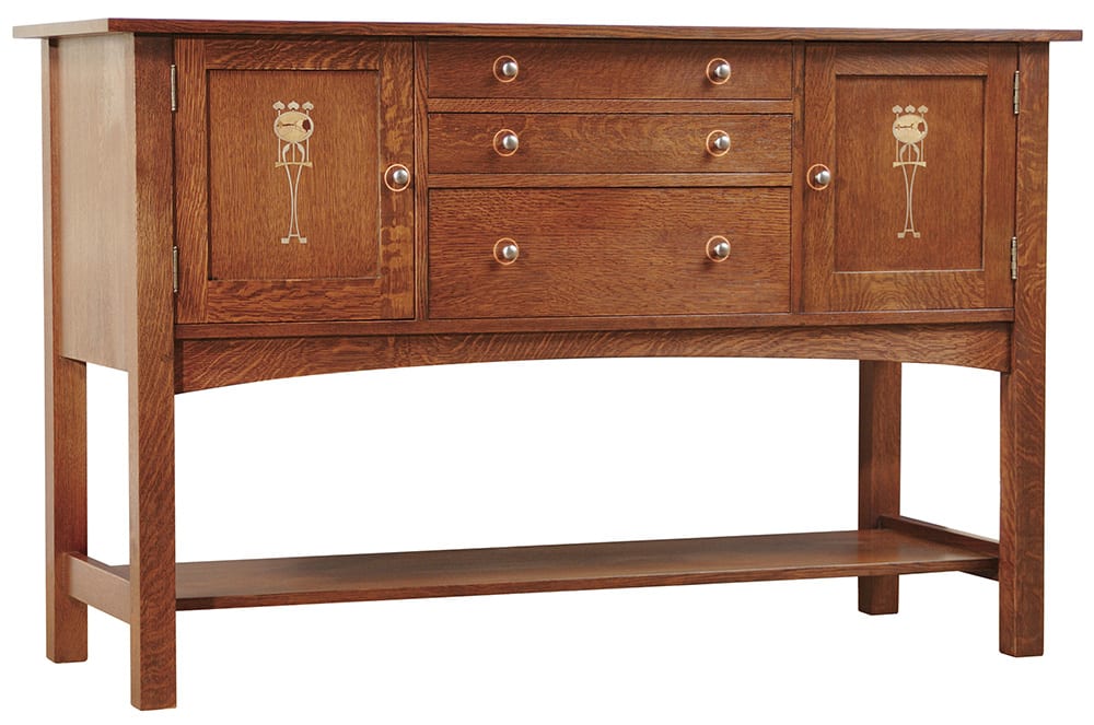 Harvey Ellis Sideboard - Mid-Century Modern Buffet Cabinet with 4 Drawers & 2 Doors - Solid Wood Dining Room Storage Furniture for Home & Office Use