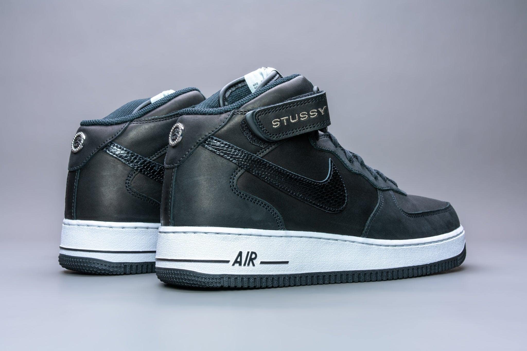 Nike Air Force 1 Mid Stussy Collaboration - Black Men's Sneakers Size 5 | Streetwear Fashion, Casual Wear & Basketball Shoes for Everyday Style