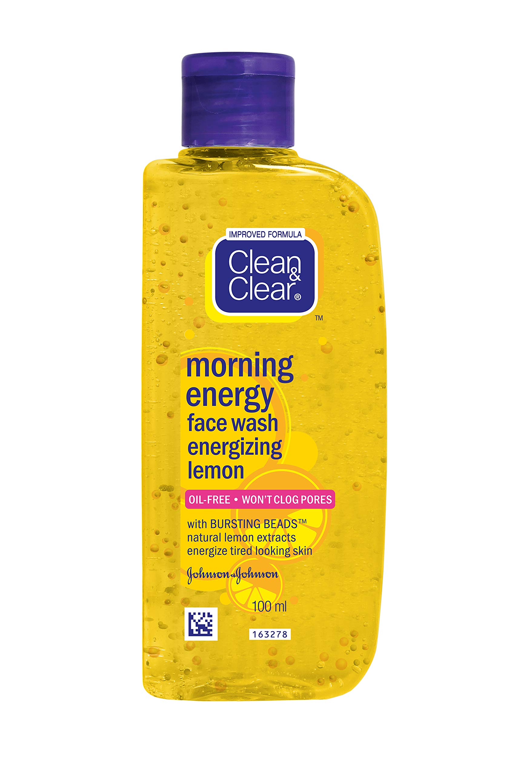 Clean & Clear Morning Energy Lemon Face Wash 100ml - Refreshing Oil-Free Facial Cleanser for Acne-Prone Skin - Perfect for Daily Morning Skincare Routine
