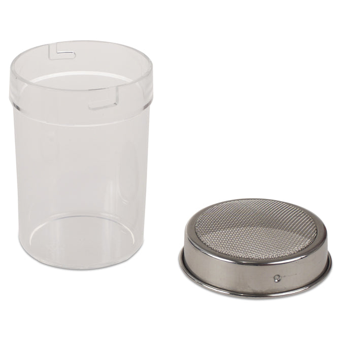 Premium Stainless Steel Powdered Sugar Dredger with Plastic Base - Perfect for Baking, Dessert Decorating & Coffee Topping