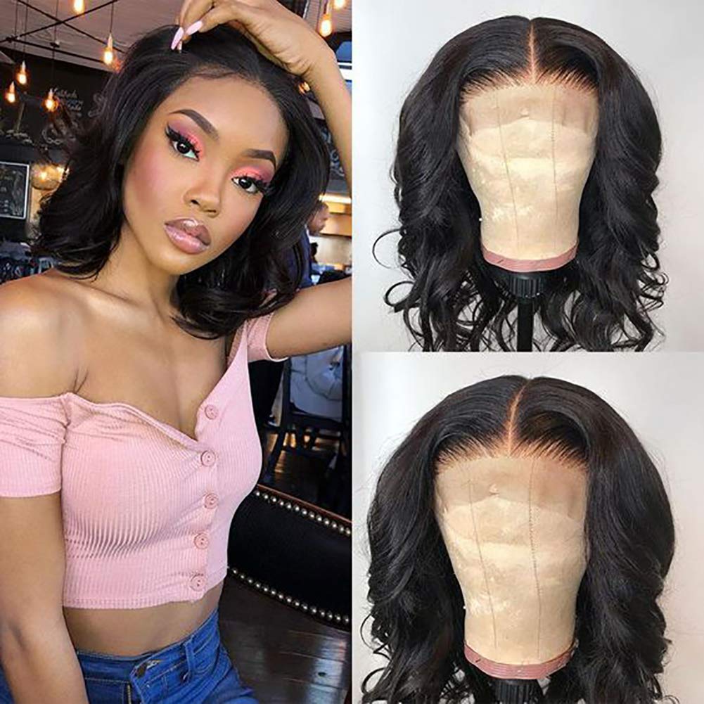 OCTSUN 13x4 Lace Front Human Hair Wigs for Black Women - Brazilian Virgin Body Wave Bob Wig with Pre-Plucked Hairline & Baby Hair | Natural Looking Short Bob Style for Daily Wear, Parties & Special Occasions