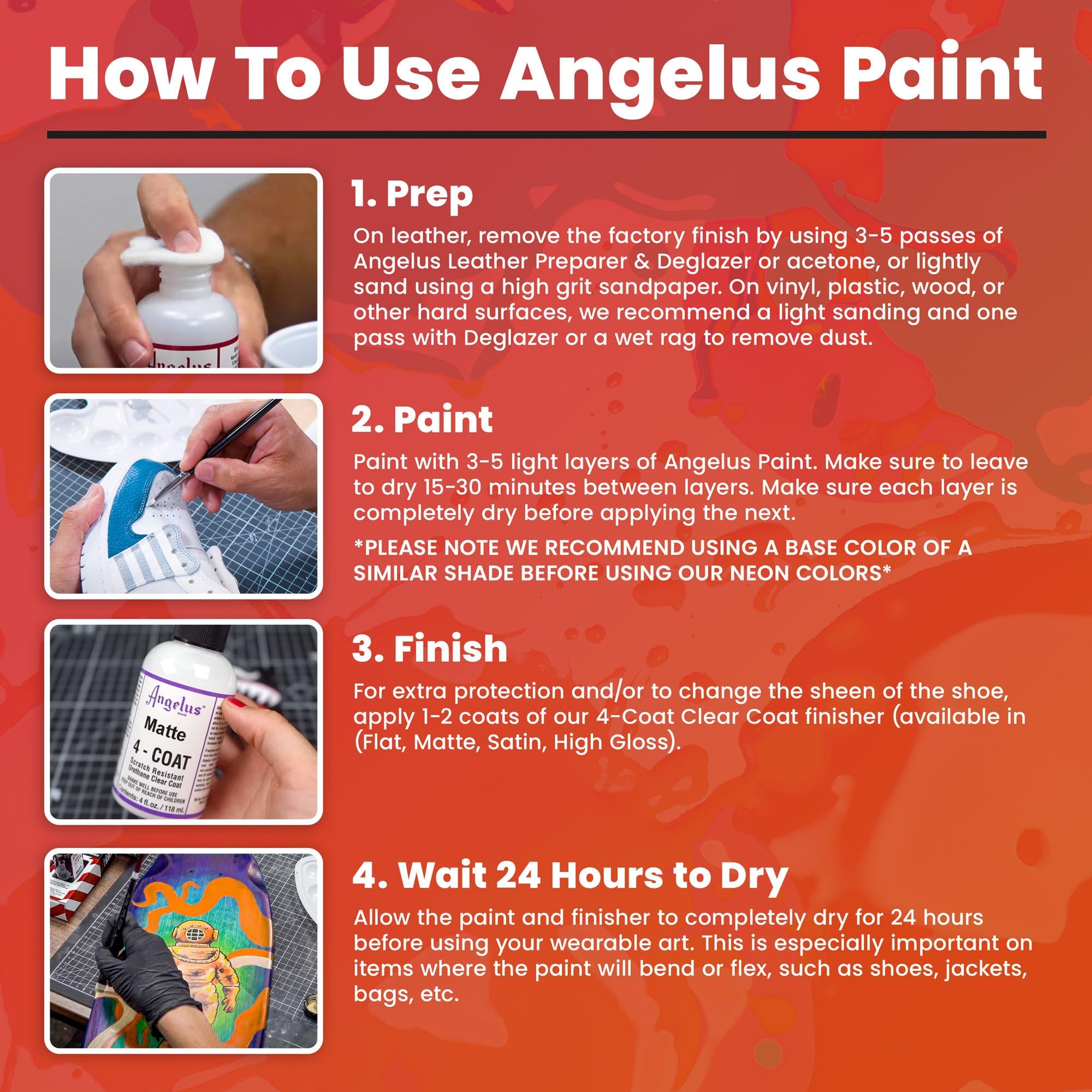 Angelus Acrylic Leather Paint - 1 Fl Oz Bottle for Shoes, Bags & DIY Crafts - High-Quality, Fast-Drying Paint for Leather Repair & Customization - Perfect for Sneakers, Jackets & Accessories