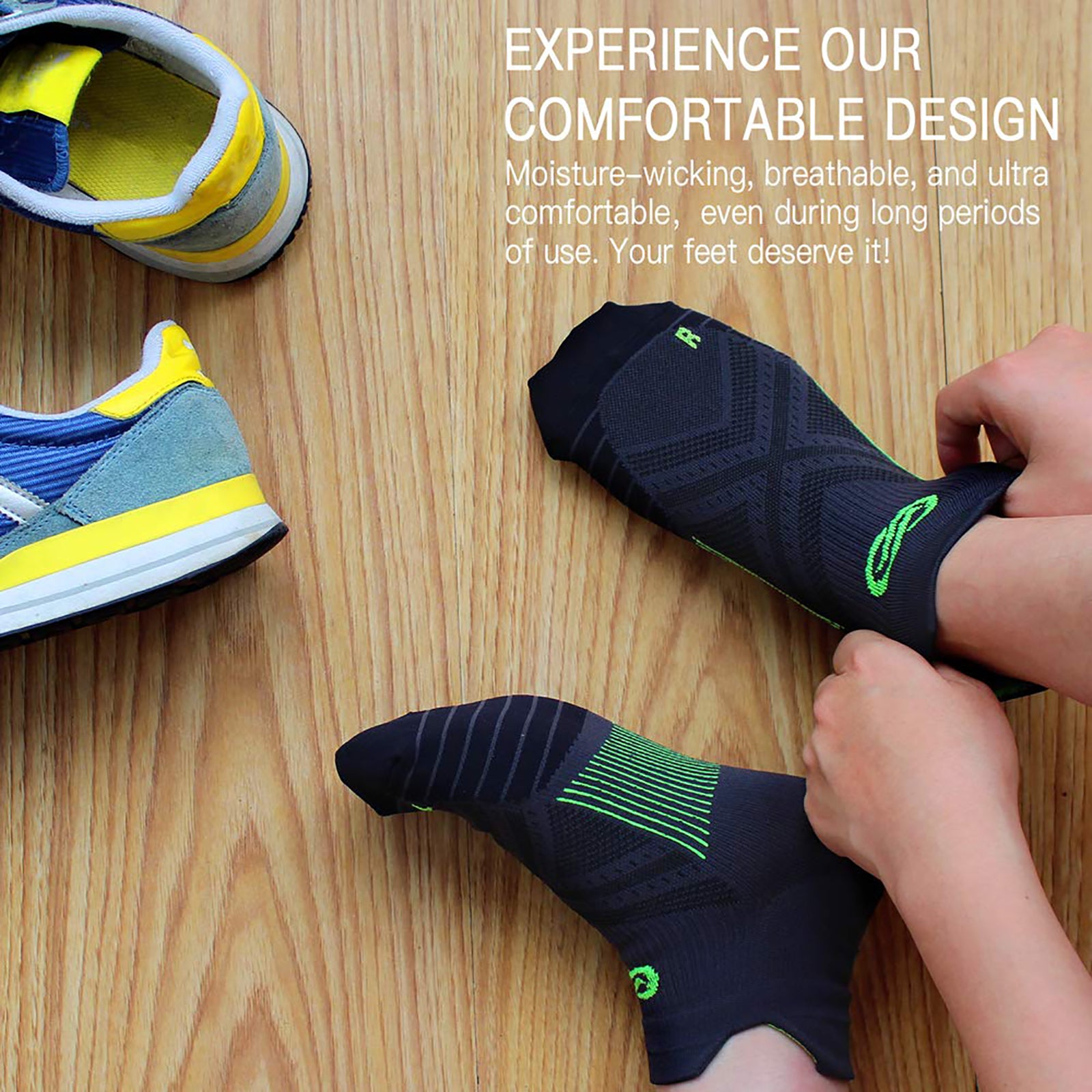 GECKOMAN x PAPLUS Ankle Compression Running Socks for Men & Women - 2 Pairs Pack - Moisture Wicking & Breathable for Marathon, Hiking, Gym Workout & Sports Performance