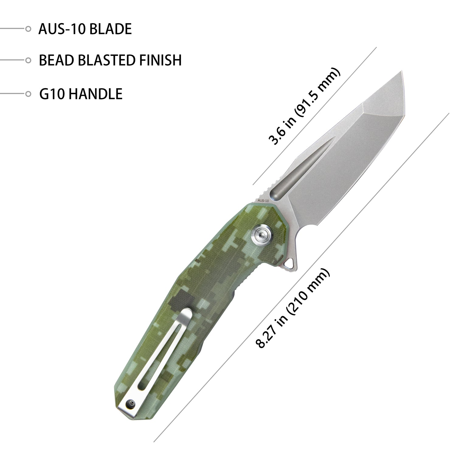 Kubey KB237H Tactical Folding Knife - 3.27