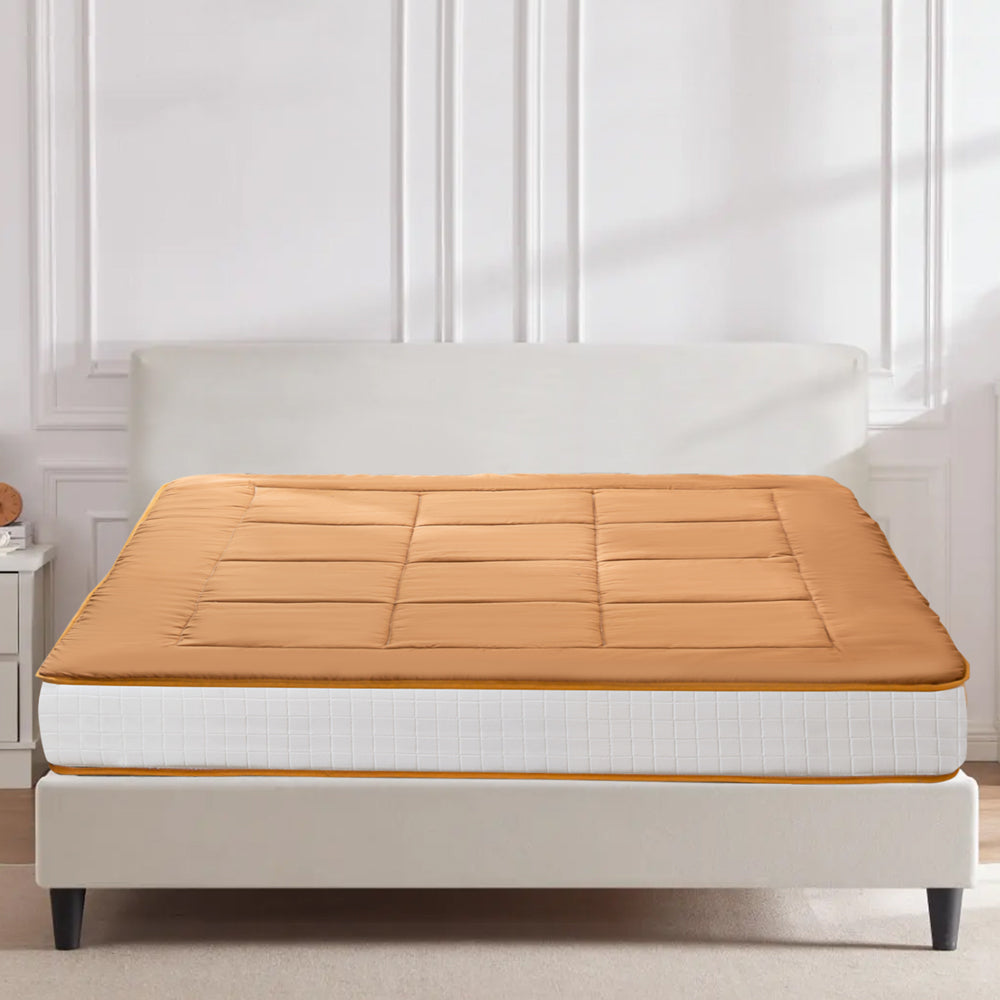 MAXYOYO 6-Inch Extra Thick Floor Futon Mattress - Light Brown | Foldable Guest Bed & Floor Cushion for Small Spaces, Dorm Rooms & Camping