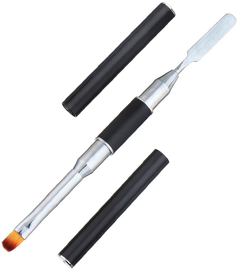 Dual Ended Polygel Nail Brush for Acrylic Painting & Nail Art - Slice Shape Tool with Fast Extension Glue | Professional Multifunctional Nail Art Kit for Salon & Home Use | Durable Design for Gel, Acrylic & Poly Nail Extensions