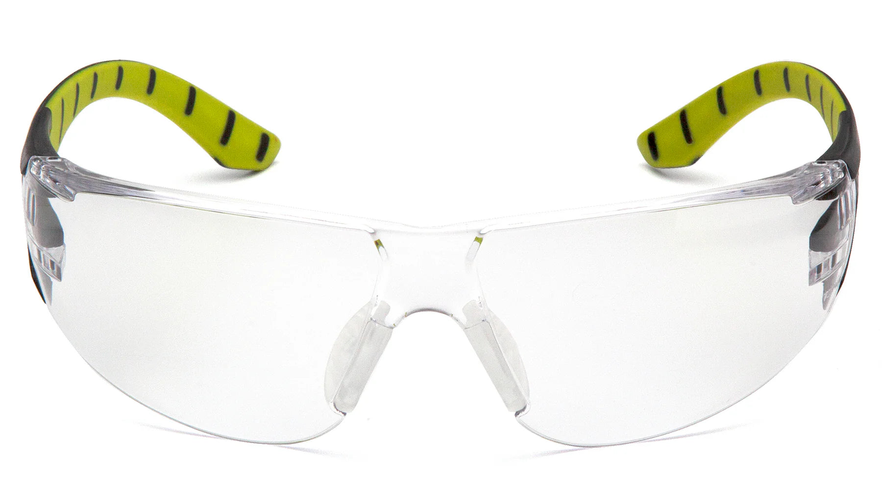 Pyramex Endeavor Plus Frameless Safety Glasses - Clear Anti-Fog Lens with Black/Green Frame - Protective Eyewear for Construction, Woodworking & DIY Projects